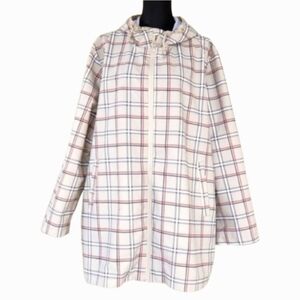 Trench Rain Jacket Hooded Tan Plaid NUAGE (2X)